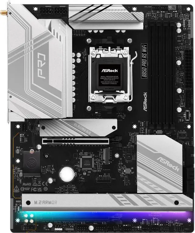 Alt view image 3 of 8 - ASRock B850 PRO RS WIFI AM5 AMD B850 ATX Motherboard