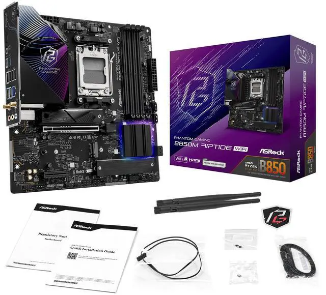 Alt view image 7 of 8 - ASRock B850M Riptide WiFi AM5 AMD B850 Micro ATX Motherboard