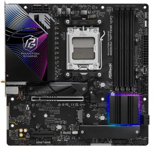 Alt view image 2 of 8 - ASRock B850M Riptide WiFi AM5 AMD B850 Micro ATX Motherboard