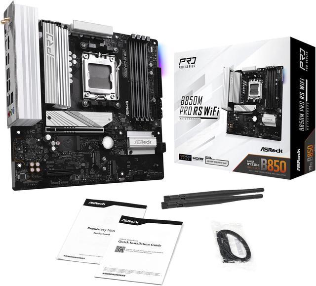 Alt view image 7 of 8 - ASRock B850M PRO RS WIFI AM5 AMD B850 Micro ATX Motherboard