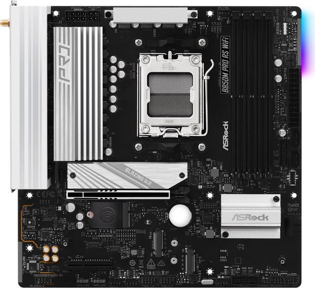 Alt view image 2 of 8 - ASRock B850M PRO RS WIFI AM5 AMD B850 Micro ATX Motherboard