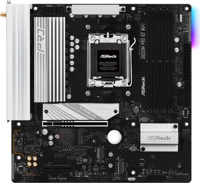 Alt view image 3 of 8 - ASRock B850M PRO RS WIFI AM5 AMD B850 Micro ATX Motherboard