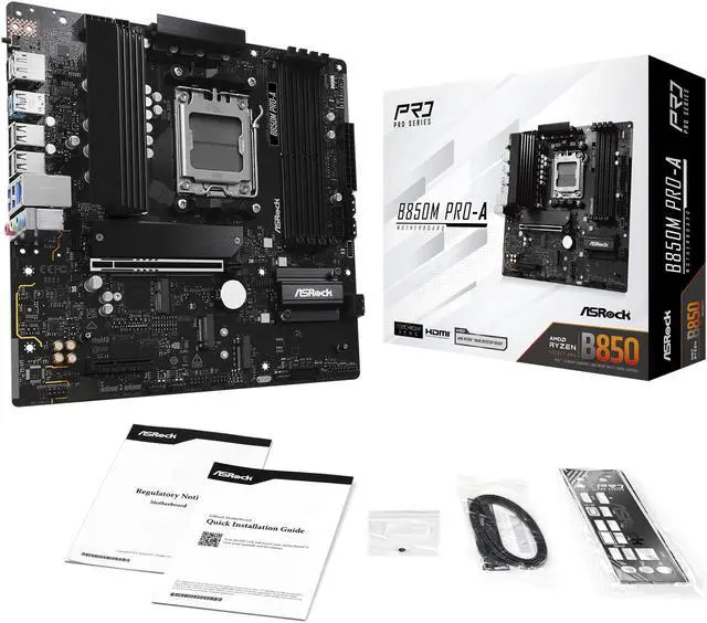 Alt view image 7 of 8 - ASRock B850M Pro-A AM5 AMD B850 Micro ATX Motherboard