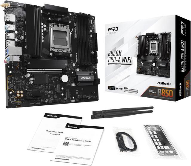 Alt view image 8 of 8 - ASRock B850M PRO-A WIFI AM5 AMD B850 Micro ATX Motherboard