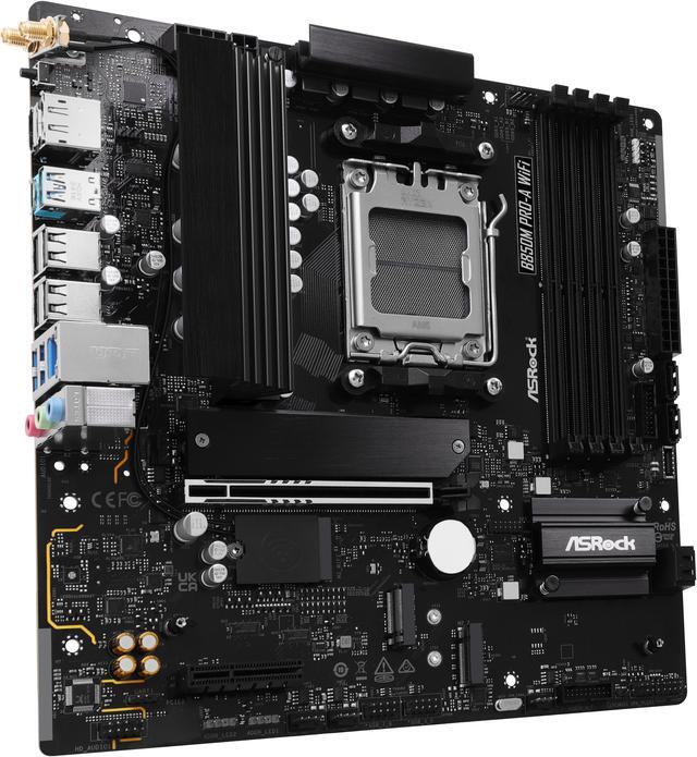 Alt view image 4 of 8 - ASRock B850M PRO-A WIFI AM5 AMD B850 Micro ATX Motherboard