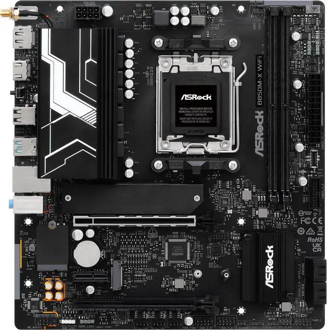 Alt view image 3 of 8 - ASRock B850M-X WiFi AM5 AMD B850 Micro ATX Motherboard