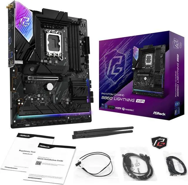 Alt view image 8 of 8 - ASRock Phantom Gaming B860 Lightning WiFi LGA 1851 Intel B860 SATA 6Gb/s DDR5 ATX Motherboard
