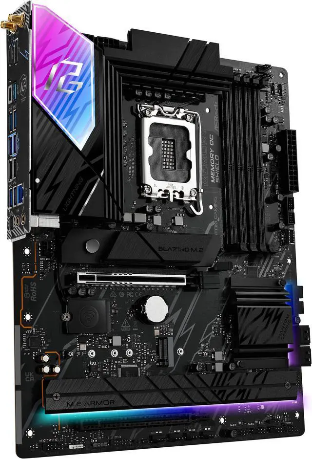 Alt view image 2 of 8 - ASRock Phantom Gaming B860 Lightning WiFi LGA 1851 Intel B860 SATA 6Gb/s DDR5 ATX Motherboard
