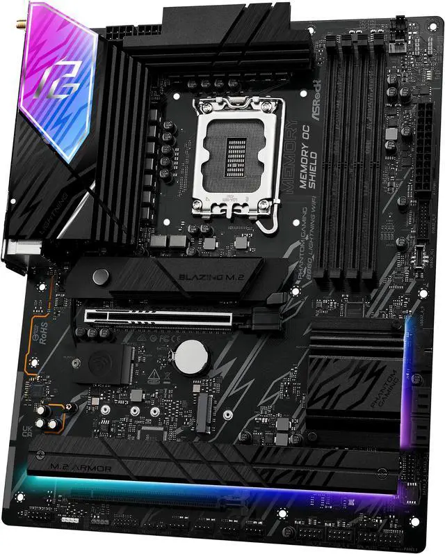 Alt view image 3 of 8 - ASRock Phantom Gaming B860 Lightning WiFi LGA 1851 Intel B860 SATA 6Gb/s DDR5 ATX Motherboard