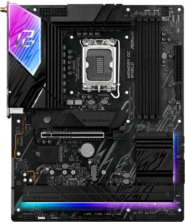 Alt view image 4 of 8 - ASRock Phantom Gaming B860 Lightning WiFi LGA 1851 Intel B860 SATA 6Gb/s DDR5 ATX Motherboard