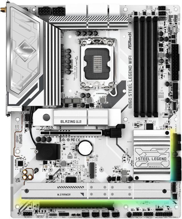 Alt view image 2 of 8 - ASRock B860 Steel Legend WiFi LGA 1851 Intel B860 SATA 6Gb/s DDR5 ATX Motherboard