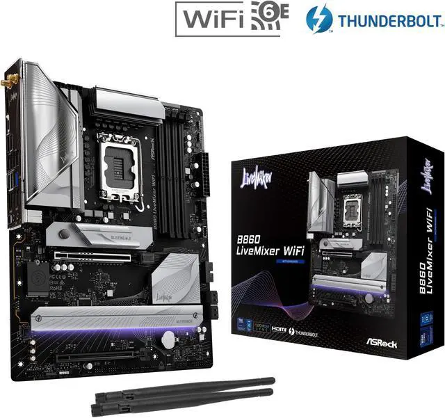 Main image of ASRock B860 LiveMixer WiFi LGA 1851 Intel B860 SATA 6Gb/s DDR5 Intel Core Ultra ATX  Motherboard