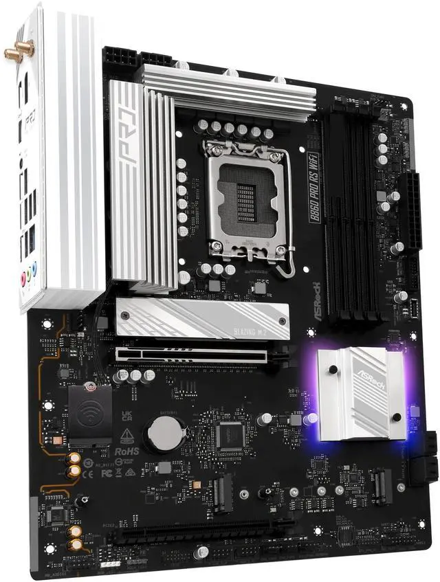 Alt view image 3 of 8 - ASRock B860 Pro RS WiFi LGA 1851 Intel B860 SATA 6Gb/s DDR5 Intel Core Ultra ATX Motherboard