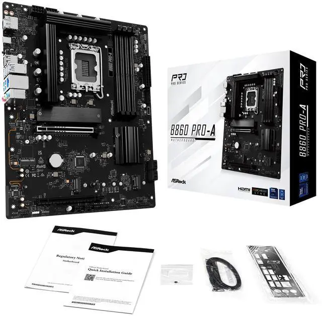 Alt view image 8 of 8 - ASRock B860 Pro-A LGA 1851 Intel B860 SATA 6Gb/s DDR5 Intel Core Ultra ATX Motherboard