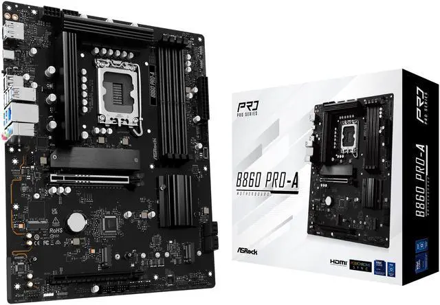 Main image of ASRock B860 Pro-A LGA 1851 Intel B860 SATA 6Gb/s DDR5 Intel Core Ultra ATX Motherboard