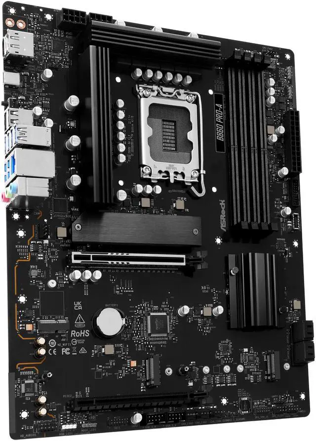 Alt view image 3 of 8 - ASRock B860 Pro-A LGA 1851 Intel B860 SATA 6Gb/s DDR5 Intel Core Ultra ATX Motherboard