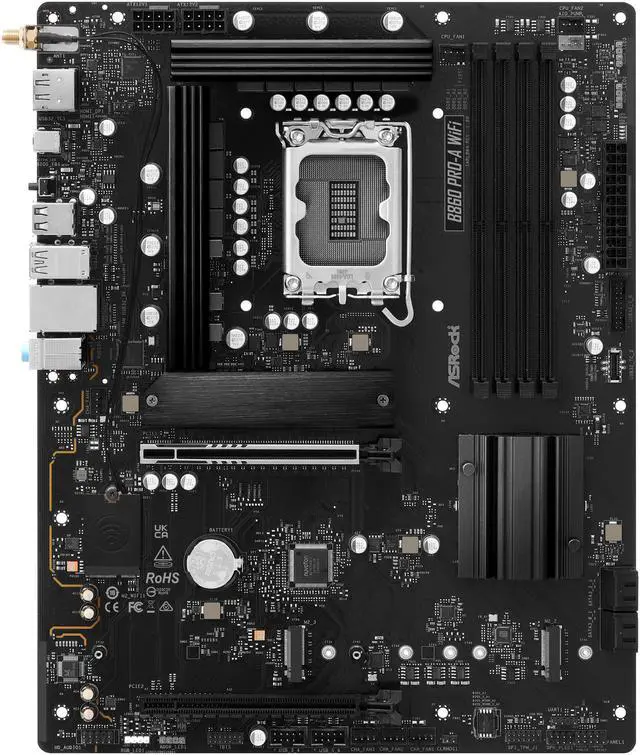 Alt view image 5 of 8 - ASRock B860 Pro-A WiFi LGA 1851 Intel B860 SATA 6Gb/s DDR5 Intel Core Ultra ATX Motherboard