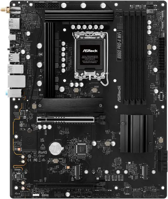 Alt view image 2 of 8 - ASRock B860 Pro-A WiFi LGA 1851 Intel B860 SATA 6Gb/s DDR5 Intel Core Ultra ATX Motherboard