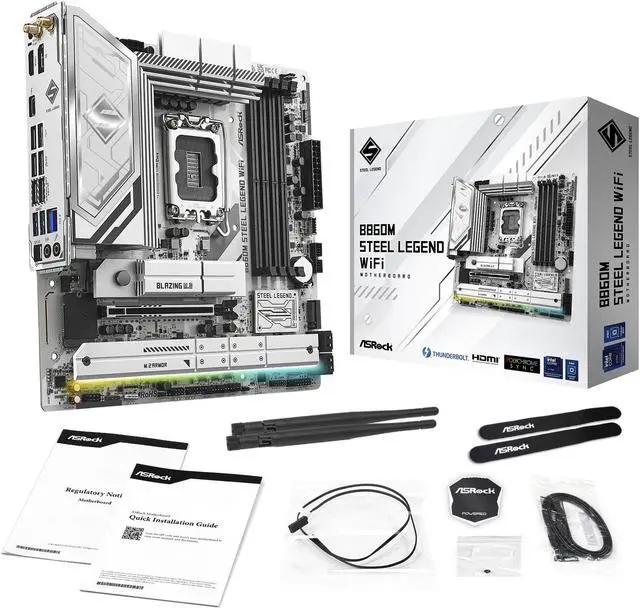 Alt view image 8 of 8 - ASRock B860M Steel Legend WiFi LGA 1851 Intel B860 SATA 6Gb/s Intel Core Ultra DDR5 Micro ATX Motherboard