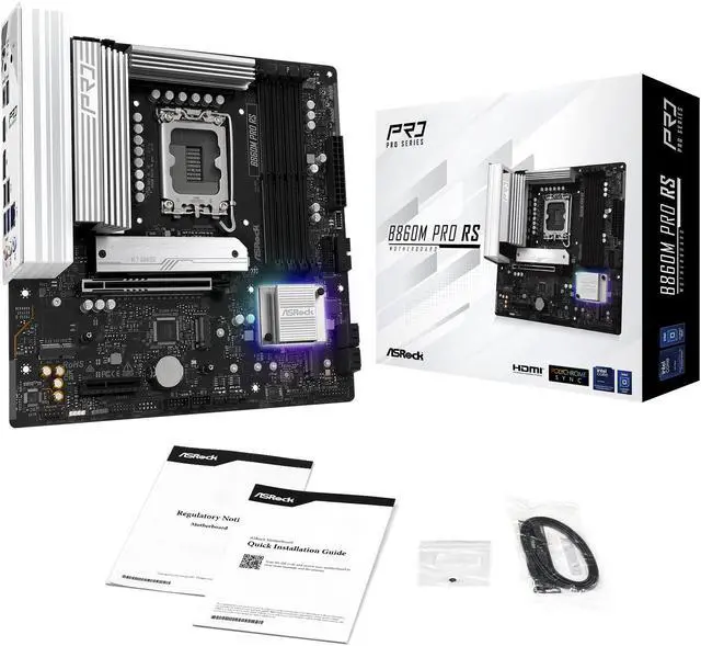 Alt view image 8 of 8 - ASRock B860M Pro RS LGA 1851 Intel B860 SATA 6Gb/s Intel Core Ultra DDR5 Micro ATX Motherboard