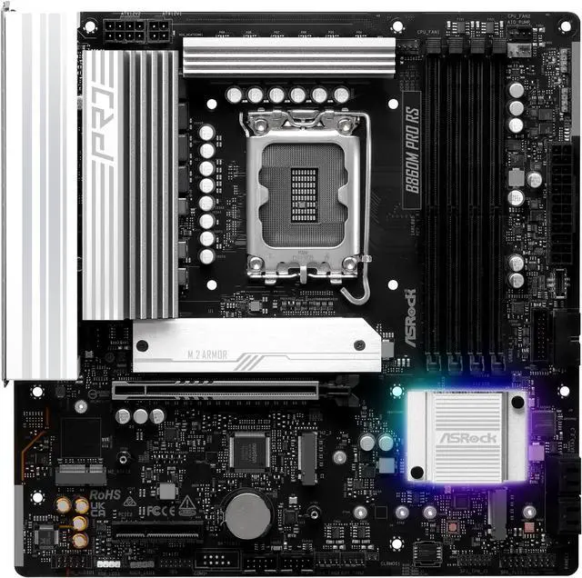 Alt view image 2 of 8 - ASRock B860M Pro RS LGA 1851 Intel B860 SATA 6Gb/s Intel Core Ultra DDR5 Micro ATX Motherboard