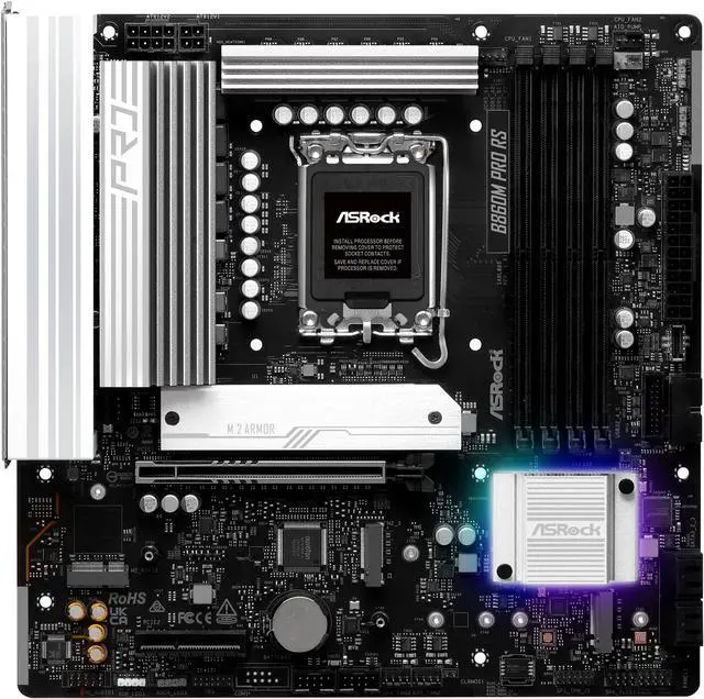 Alt view image 3 of 8 - ASRock B860M Pro RS LGA 1851 Intel B860 SATA 6Gb/s Intel Core Ultra DDR5 Micro ATX Motherboard