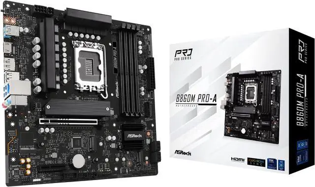 Main image of ASRock B860M Pro-A LGA 1851 Intel B860 SATA 6Gb/s Intel Core Ultra DDR5 Micro ATX Motherboard