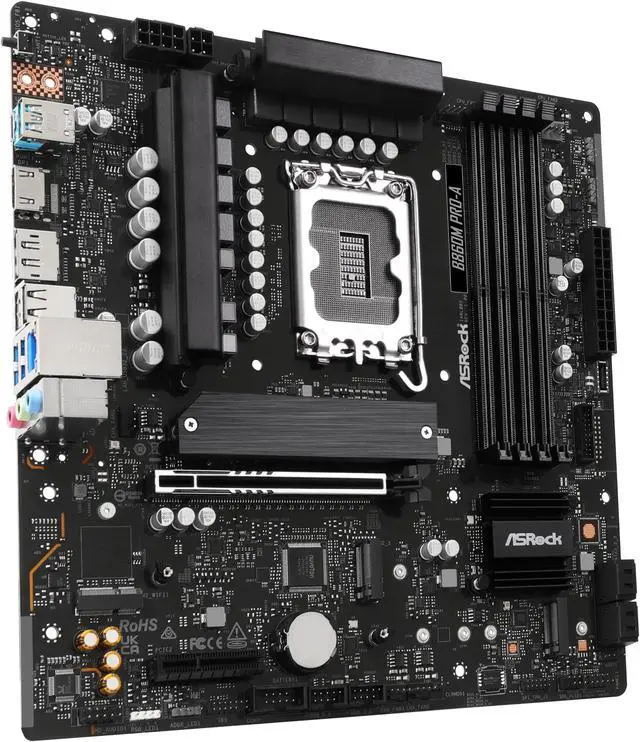 Alt view image 3 of 8 - ASRock B860M Pro-A LGA 1851 Intel B860 SATA 6Gb/s Intel Core Ultra DDR5 Micro ATX Motherboard