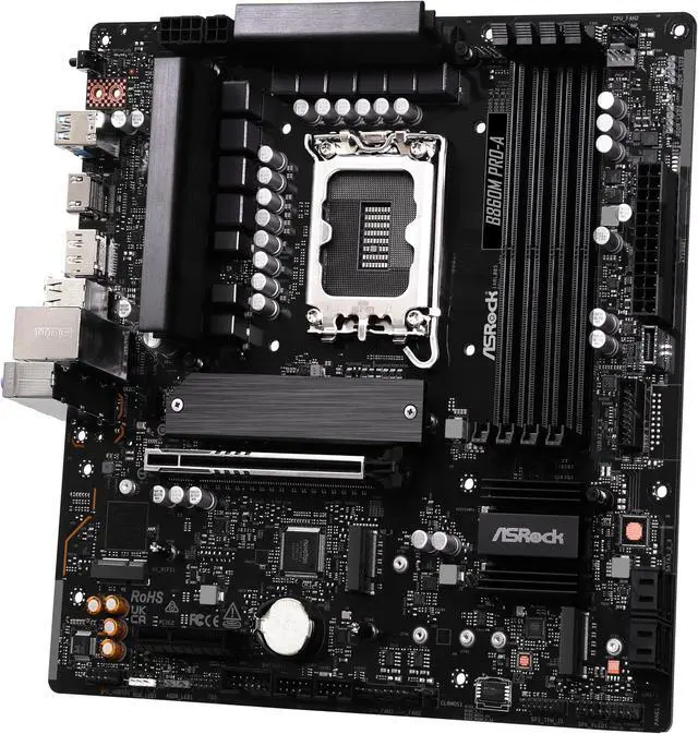 Alt view image 4 of 8 - ASRock B860M Pro-A LGA 1851 Intel B860 SATA 6Gb/s Intel Core Ultra DDR5 Micro ATX Motherboard