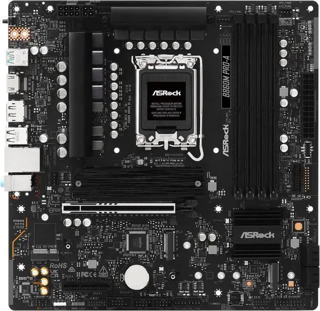 Alt view image 2 of 8 - ASRock B860M Pro-A LGA 1851 Intel B860 SATA 6Gb/s Intel Core Ultra DDR5 Micro ATX Motherboard