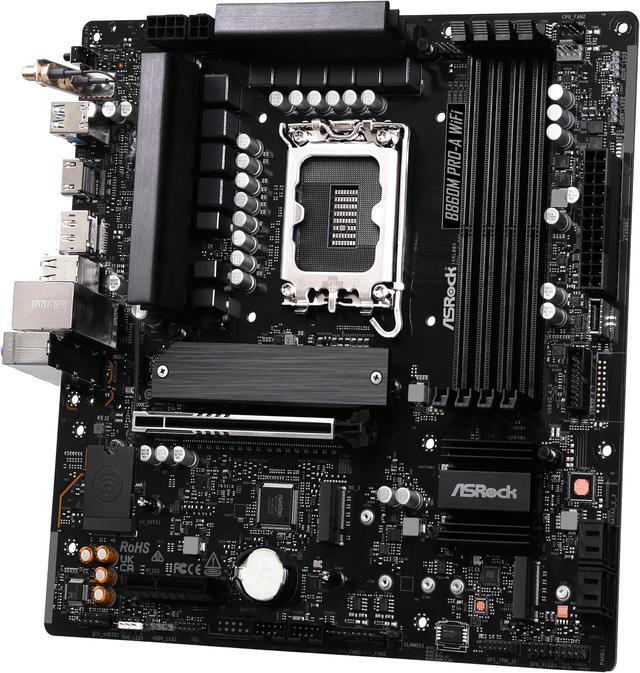 Alt view image 5 of 8 - ASRock B860M Pro-A WiFi LGA 1851 Intel B860 SATA 6Gb/s Intel Core Ultra DDR5 Micro ATX Motherboard