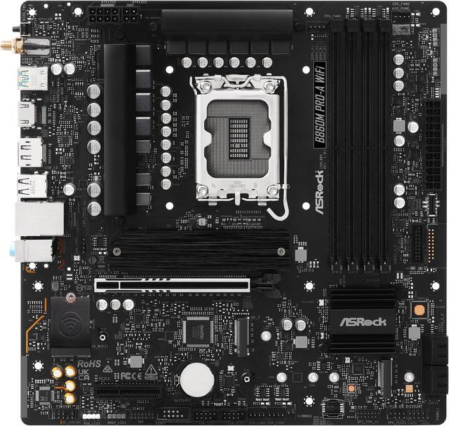 Alt view image 2 of 8 - ASRock B860M Pro-A WiFi LGA 1851 Intel B860 SATA 6Gb/s Intel Core Ultra DDR5 Micro ATX Motherboard