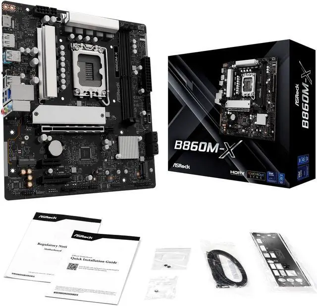 Alt view image 8 of 8 - ASRock B860M-X LGA 1851 Intel B860 SATA 6Gb/s Intel Core Ultra DDR5 Micro ATX Motherboard