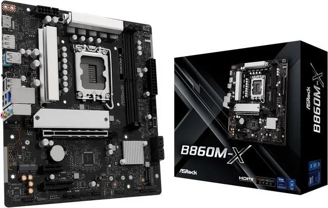 Main image of ASRock B860M-X LGA 1851 Intel B860 SATA 6Gb/s Intel Core Ultra DDR5 Micro ATX Motherboard