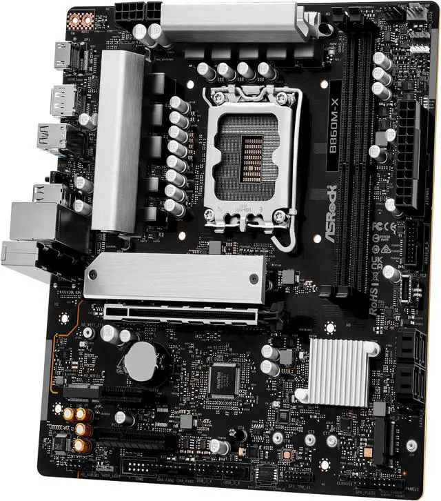 Alt view image 4 of 8 - ASRock B860M-X LGA 1851 Intel B860 SATA 6Gb/s Intel Core Ultra DDR5 Micro ATX Motherboard
