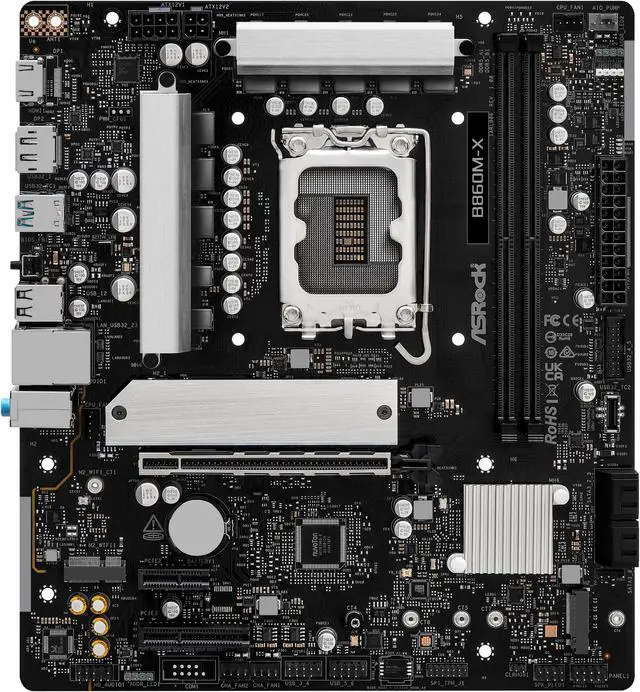 Alt view image 5 of 8 - ASRock B860M-X LGA 1851 Intel B860 SATA 6Gb/s Intel Core Ultra DDR5 Micro ATX Motherboard