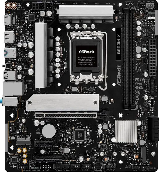 Alt view image 2 of 8 - ASRock B860M-X LGA 1851 Intel B860 SATA 6Gb/s Intel Core Ultra DDR5 Micro ATX Motherboard
