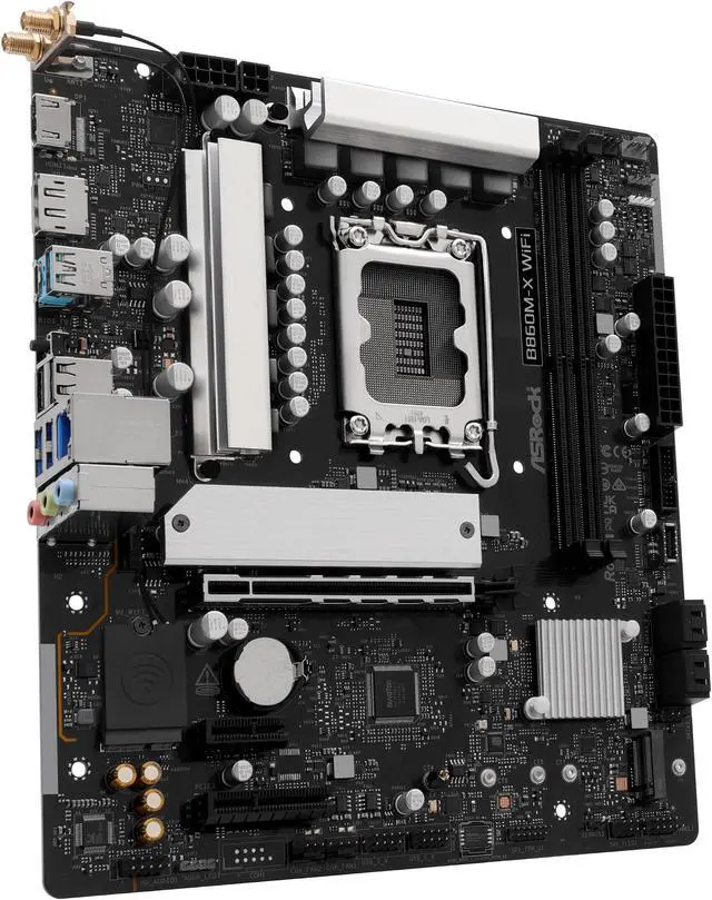 Alt view image 3 of 8 - ASRock B860M-X WiFi LGA 1851 Intel B860 SATA 6Gb/s Intel Core Ultra DDR5 Micro ATX Motherboard