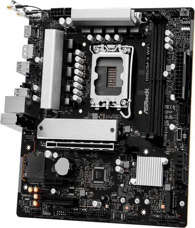 Alt view image 4 of 8 - ASRock B860M-X WiFi LGA 1851 Intel B860 SATA 6Gb/s Intel Core Ultra DDR5 Micro ATX Motherboard