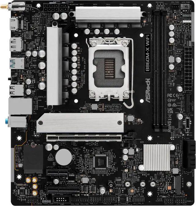 Alt view image 5 of 8 - ASRock B860M-X WiFi LGA 1851 Intel B860 SATA 6Gb/s Intel Core Ultra DDR5 Micro ATX Motherboard