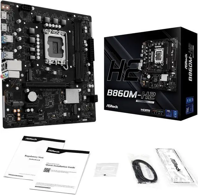 Alt view image 7 of 7 - ASRock B860M-H2 LGA 1851 Intel B860 SATA 6Gb/s Intel Core Ultra DDR5 Micro ATX Motherboard