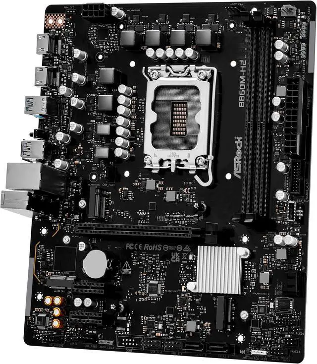 Alt view image 3 of 7 - ASRock B860M-H2 LGA 1851 Intel B860 SATA 6Gb/s Intel Core Ultra DDR5 Micro ATX Motherboard