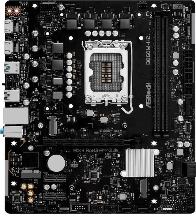 Alt view image 4 of 7 - ASRock B860M-H2 LGA 1851 Intel B860 SATA 6Gb/s Intel Core Ultra DDR5 Micro ATX Motherboard