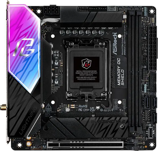 Alt view image 3 of 8 - ASRock B860I Lightning WiFi LGA 1851 Intel B860 SATA 6Gb/s Intel Core Ultra DDR5 Mini ITX Motherboard