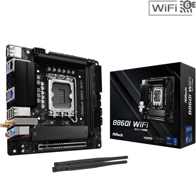 Main image of ASRock B860I WiFi LGA 1851 Intel B860 SATA 6Gb/s Intel Core Ultra DDR5 Mini ITX Motherboard