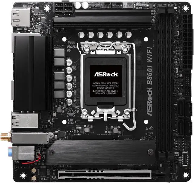 Alt view image 3 of 8 - ASRock B860I WiFi LGA 1851 Intel B860 SATA 6Gb/s Intel Core Ultra DDR5 Mini ITX Motherboard