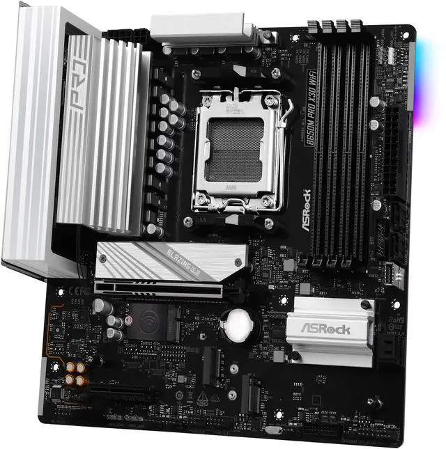 Alt view image 2 of 7 - ASRock B650M Pro x3D RS WiFi AM5 AMD B650 SATA 6Gb/s Micro ATX Motherboard