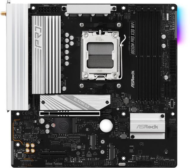 Alt view image 4 of 7 - ASRock B650M Pro x3D RS WiFi AM5 AMD B650 SATA 6Gb/s Micro ATX Motherboard