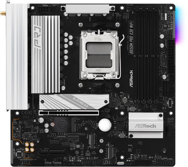 Alt view image 5 of 7 - ASRock B650M Pro x3D RS WiFi AM5 AMD B650 SATA 6Gb/s Micro ATX Motherboard