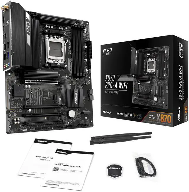 Alt view image 8 of 8 - Asrock X870 Pro-A WIFI AM5 AMD X870 ATX Motherboard